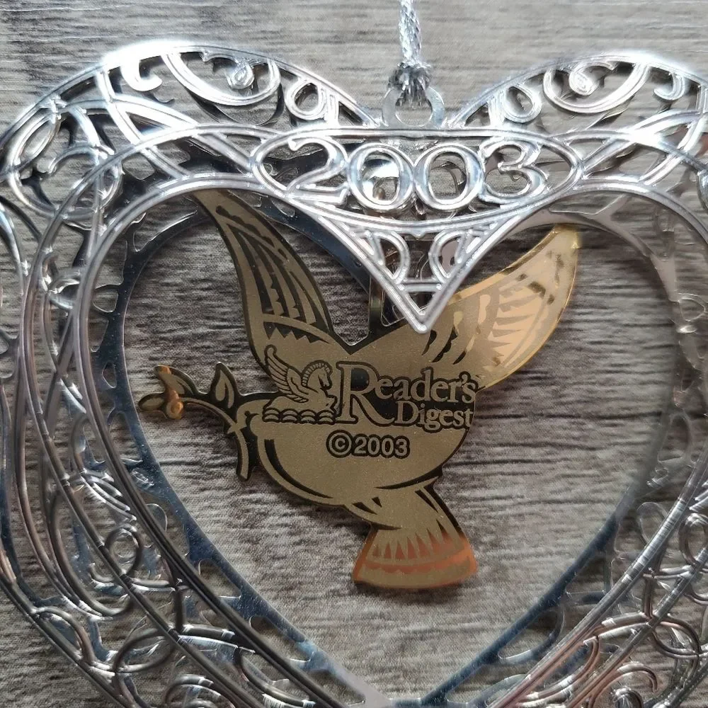 Readers Digest dove & heart Christmas‎ ornament 2003 vtg